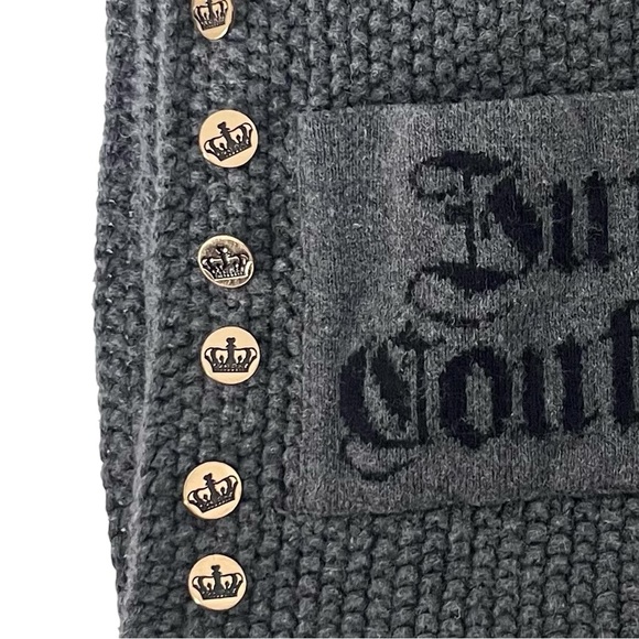 Juicy Couture Knit Scarf Gray Logo Patch Y2K Retro - Picture 3 of 5